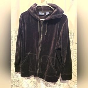 CB Casual CB Plus Zippered Velvet Black Hoodie Size 1X